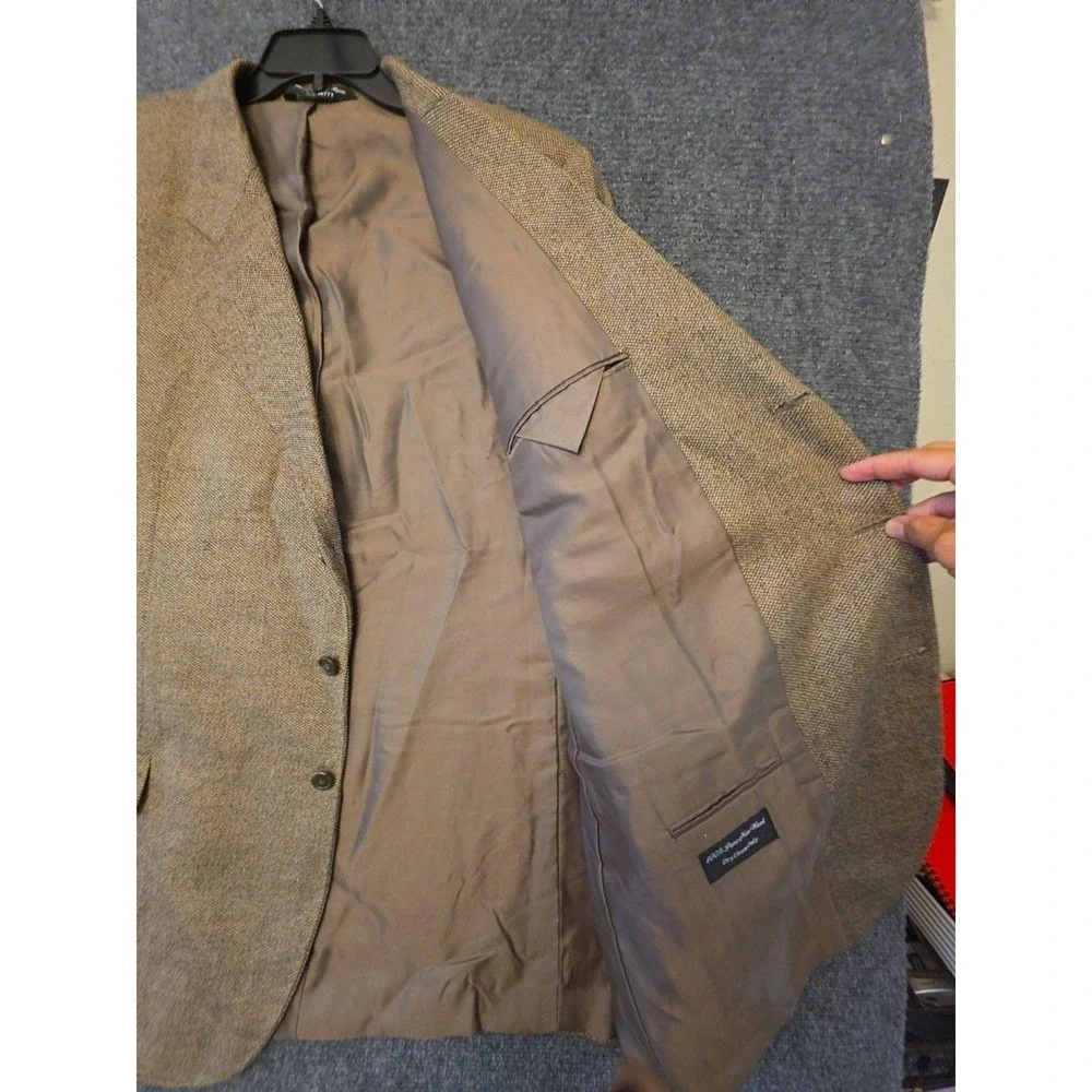 BIOS Le Collezioni Blazer Sport Coat Mens 44 Brown Wool Herringbone Tweed Jacket